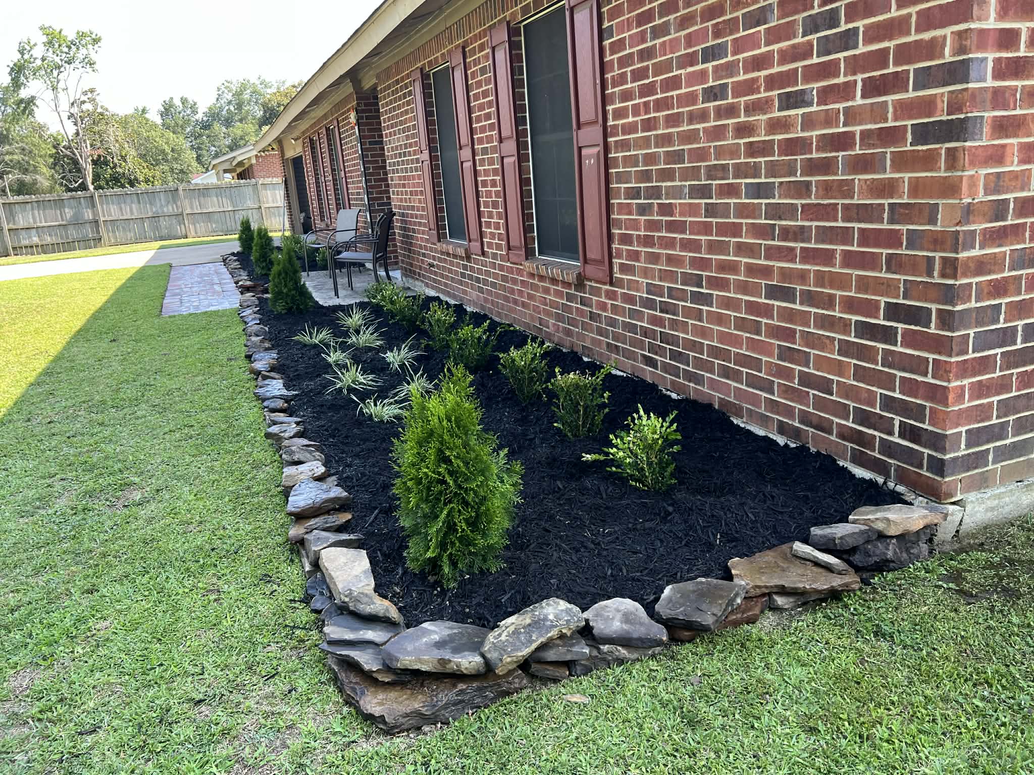 Fresh Mulch and Stone Edging